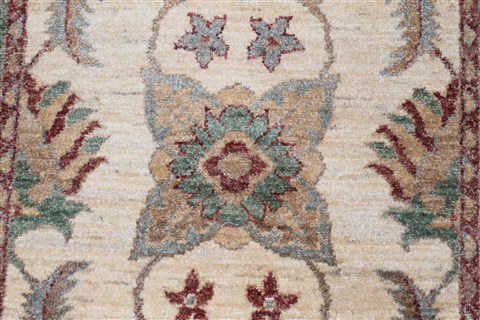 Chobi Beige Runner Hand Knotted 210 X 102 Area Rug 250-23716 Image 4