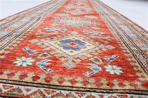 Kazak Brown Runner Hand Knotted 28 X 91 Area Rug 250-23718 Image 1
