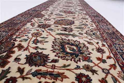Tabriz Beige Runner Hand Knotted 26 X 100 Area Rug 250-23725 Image 2