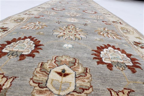 Pishavar Grey Runner Hand Knotted 26 X 103 Area Rug 250-23727 Image 2