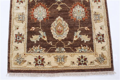 Ziegler Brown Runner Hand Knotted 27 X 102 Area Rug 250-23733 Image 5