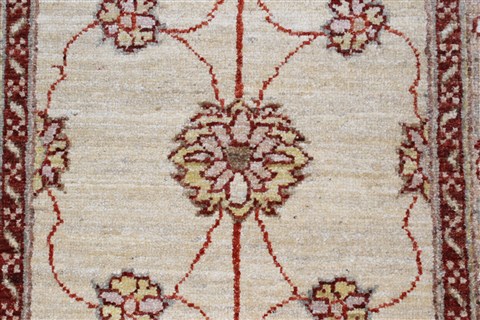 Pishavar Beige Runner Hand Knotted 29 X 100 Area Rug 250-23737 Image 4