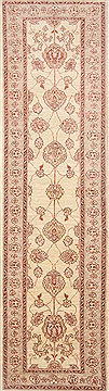 Pakistani Pishavar Beige Runner 10 to 12 ft Wool Carpet 23737