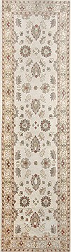 Pakistani Pishavar Beige Runner 10 to 12 ft Wool Carpet 23746