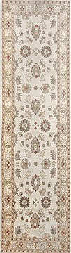 Pakistani Pishavar Beige Runner 10 to 12 ft Wool Carpet 23746