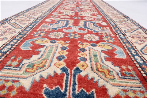 Kazak Red Runner Hand Knotted 210 X 93 Area Rug 250-23748 Image 2