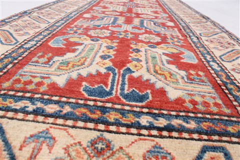 Kazak Red Runner Hand Knotted 210 X 93 Area Rug 250-23748 Image 3