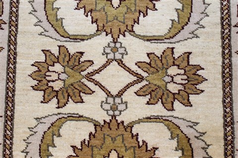 Pishavar Beige Runner Hand Knotted 210 X 105 Area Rug 250-23752 Image 4