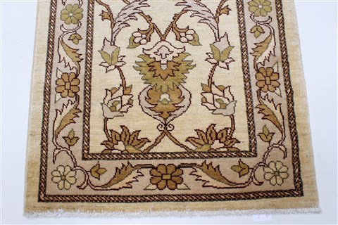 Pishavar Beige Runner Hand Knotted 210 X 105 Area Rug 250-23752 Image 5