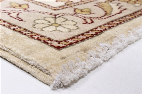 Pishavar Beige Runner Hand Knotted 210 X 105 Area Rug 250-23752 Image 6