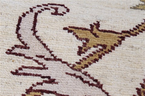 Pishavar Beige Runner Hand Knotted 210 X 105 Area Rug 250-23752 Image 7