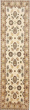 Pakistani Pishavar Beige Runner 10 to 12 ft Wool Carpet 23754