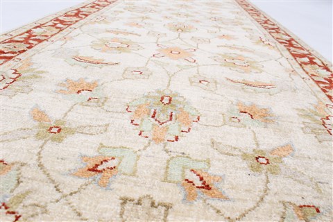 Chobi Beige Runner Hand Knotted 29 X 99 Area Rug 250-23757 Image 3