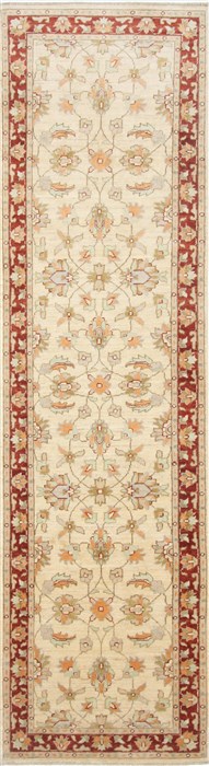 Chobi Beige Runner Hand Knotted 29 X 99 Area Rug 250-23757 Image 0