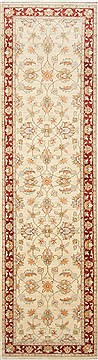 Pakistani Chobi Beige Runner 10 to 12 ft Wool Carpet 23757