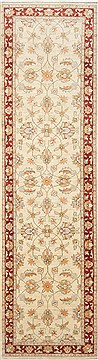 Pakistani Chobi Beige Runner 10 to 12 ft Wool Carpet 23757