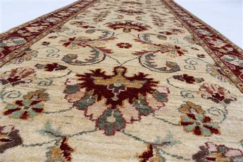 Pishavar Beige Runner Hand Knotted 29 X 96 Area Rug 250-23759 Image 2