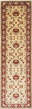 Pakistani Pishavar Beige Runner 10 to 12 ft Wool Carpet 23759