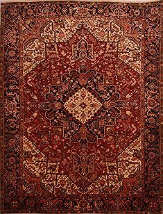 Persian Heriz Red Rectangle 10x13 ft Wool Carpet 23768