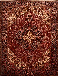 Persian Kashan Red Rectangle 10x14 ft Wool Carpet 23769