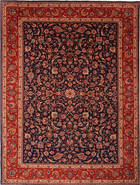 Kashan Blue Hand Knotted 910 X 131 Area Rug 100-23777 Image 0