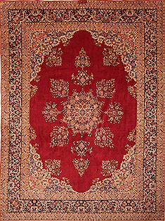 Persian Kerman Red Rectangle 10x13 ft Wool Carpet 23779