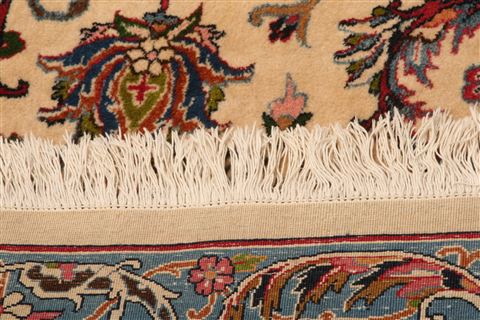 Tabriz Beige Hand Knotted 100 X 130 Area Rug 100-23785 Image 4