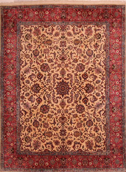Tabriz Beige Hand Knotted 100 X 130 Area Rug 100-23785 Image 0