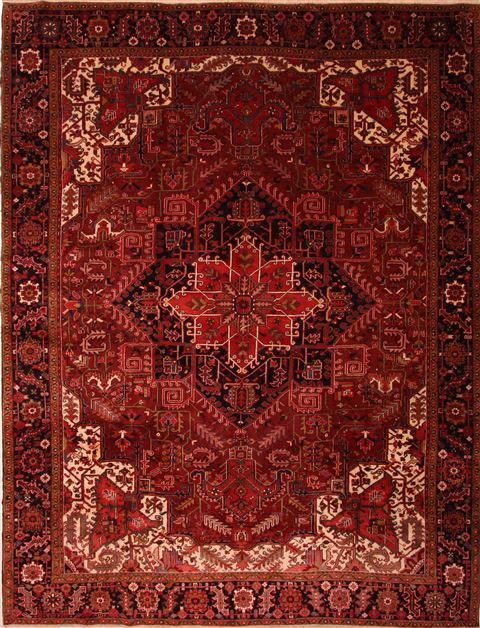 Heriz Red Hand Knotted 108 X 139 Area Rug 100-23786 Image 0