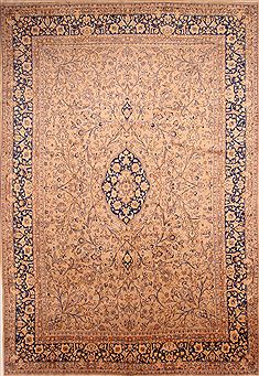 Persian Kerman Brown Rectangle 10x14 ft Wool Carpet 23792