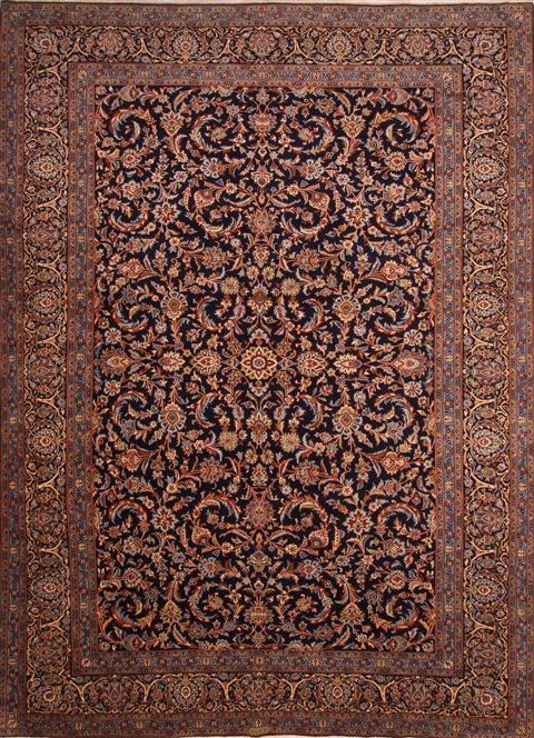Kashan Blue Hand Knotted 910 X 138 Area Rug 100-23794 Image 0