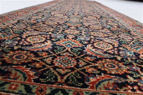 Herati Blue Runner Hand Knotted 27 X 97 Area Rug 250-23802 Image 1