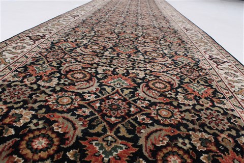 Herati Black Runner Hand Knotted 27 X 102 Area Rug 250-23804 Image 7