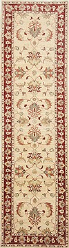 Pakistani Chobi Beige Runner 10 to 12 ft Wool Carpet 23808