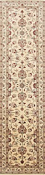 Pakistani Pishavar Beige Runner 10 to 12 ft Wool Carpet 23815