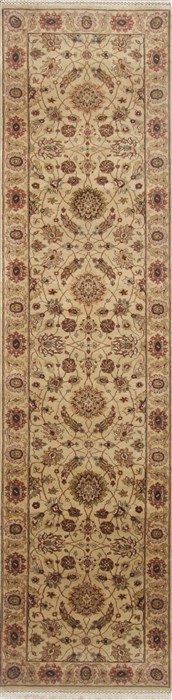 Kashan Beige Runner Hand Knotted 26 X 101 Area Rug 250-23817 Image 0