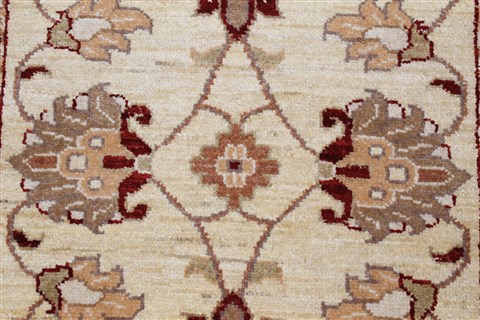Pishavar Beige Runner Hand Knotted 24 X 108  Area Rug 250-23820 Image 3