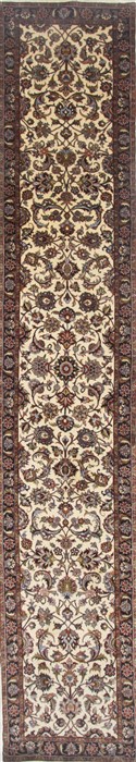 Sarouk Beige Runner Hand Knotted 25 X 130 Area Rug 250-23838 Image 0