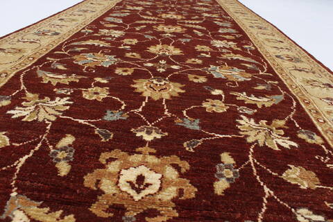 Pishavar Red Runner Hand Knotted 310 X 1211  Area Rug 250-23863 Image 3