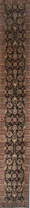 Haji Jalili Black Runner Hand Knotted 26 X 180 Area Rug 250-23889 Image 0