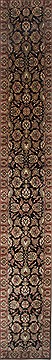 Indian Haji Jalili Black Runner 16 to 20 ft Wool Carpet 23889