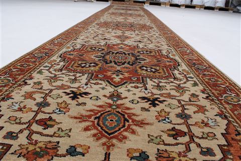 Serapi Beige Runner Hand Knotted 210 X 201 Area Rug 250-23927 Image 12