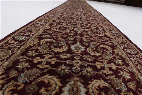Agra Red Runner Hand Knotted 26 X 182 Area Rug 250-23959 Image 1