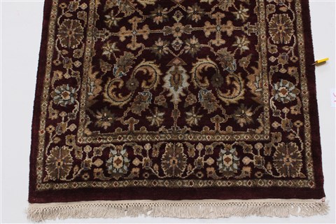 Agra Red Runner Hand Knotted 26 X 182 Area Rug 250-23959 Image 4