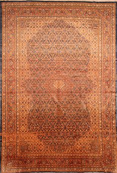 Persian sarouk Yellow Rectangle 10x14 ft Wool Carpet 23968