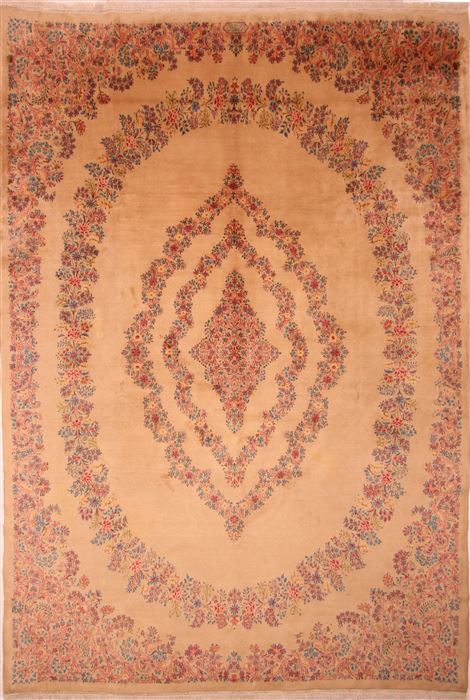 Kerman Beige Hand Knotted 99 X 141 Area Rug 100-23982 Image 0