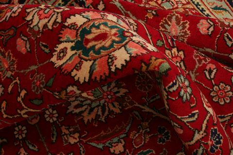 Tabriz Red Hand Knotted 99 X 130 Area Rug 100-23983 Image 2