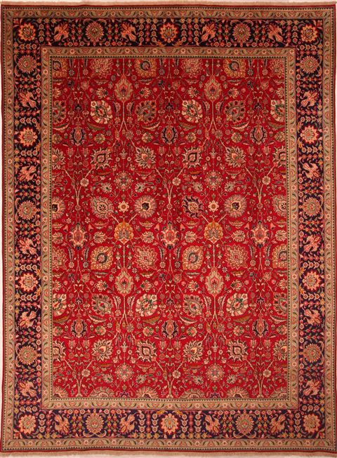 Tabriz Red Hand Knotted 99 X 130 Area Rug 100-23983 Image 0