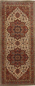 Indian Serapi Beige Runner 10 to 12 ft Wool Carpet 23989