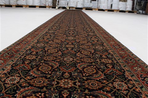 Herati Blue Runner Hand Knotted 27 X 200 Area Rug 250-23992 Image 2